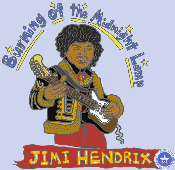 ジミ・ヘンドリックス - 『真夜中のランプ』 【ロック・ギターの神様】ジミヘンをiPadで描きました。その絵の画像です。